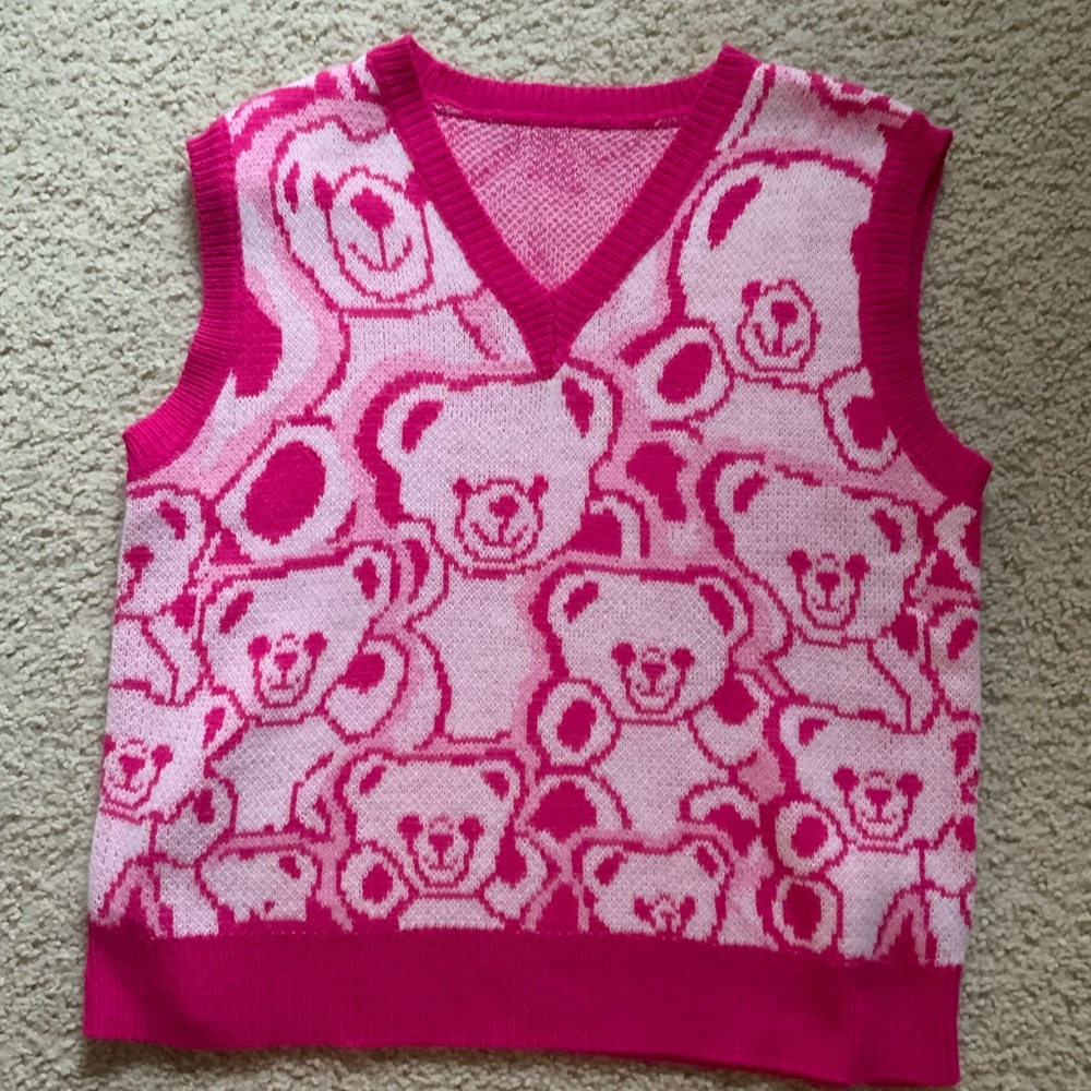 V neck Bear Sweater Vest